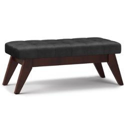 Simpli Home - Draper Mid Century Tufted Ottoman Bench - Distressed Black - Front_Zoom