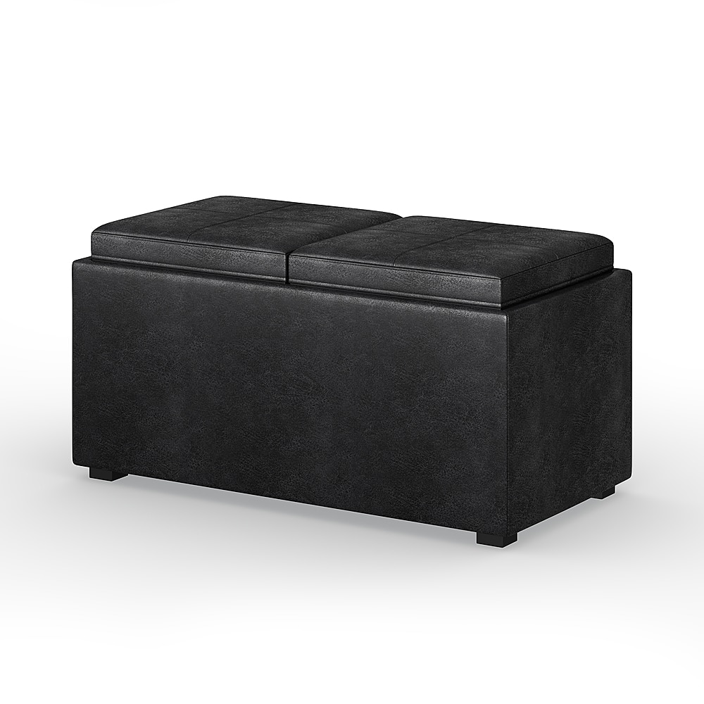 Angle View: Simpli Home - Avalon 5 Piece Storage Ottoman - Distressed Black