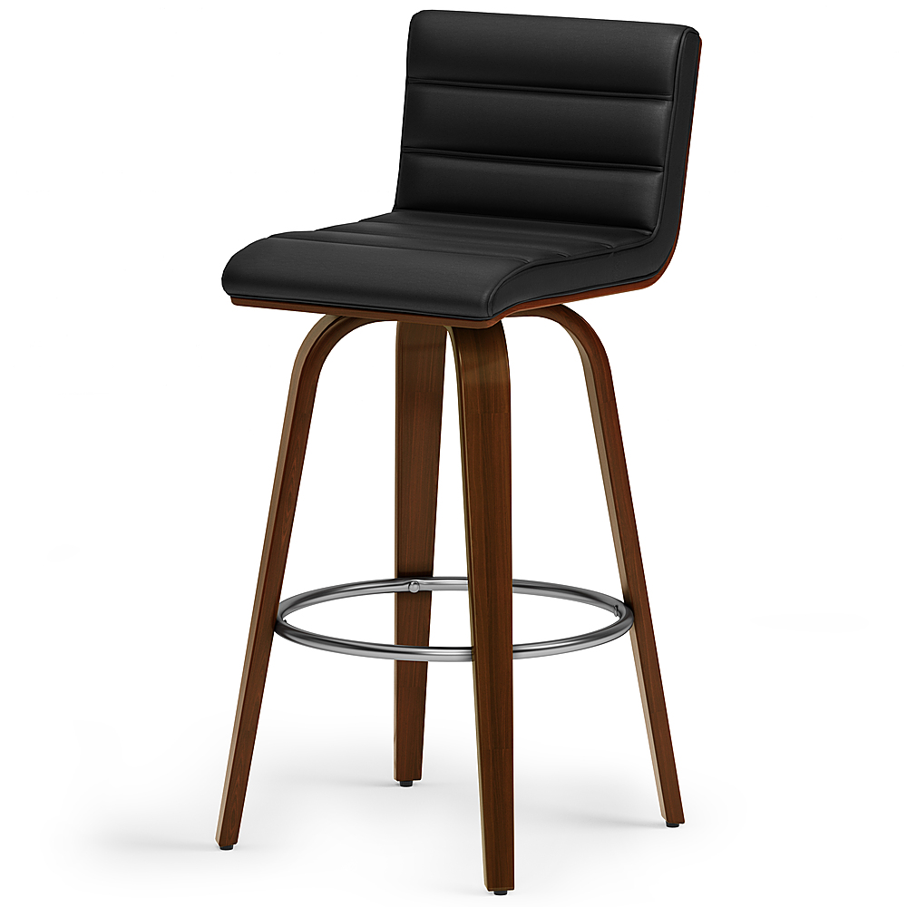 Industrial Bar Stool Minimal Cognac/Black PU Leather 77CM - Furnwise