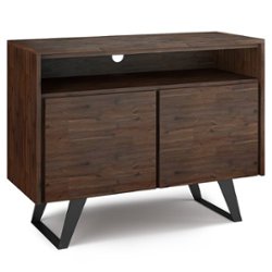 Simpli Home - Lowry 42 inch TV Media Stand - Distressed Charcoal Brown - Front_Zoom
