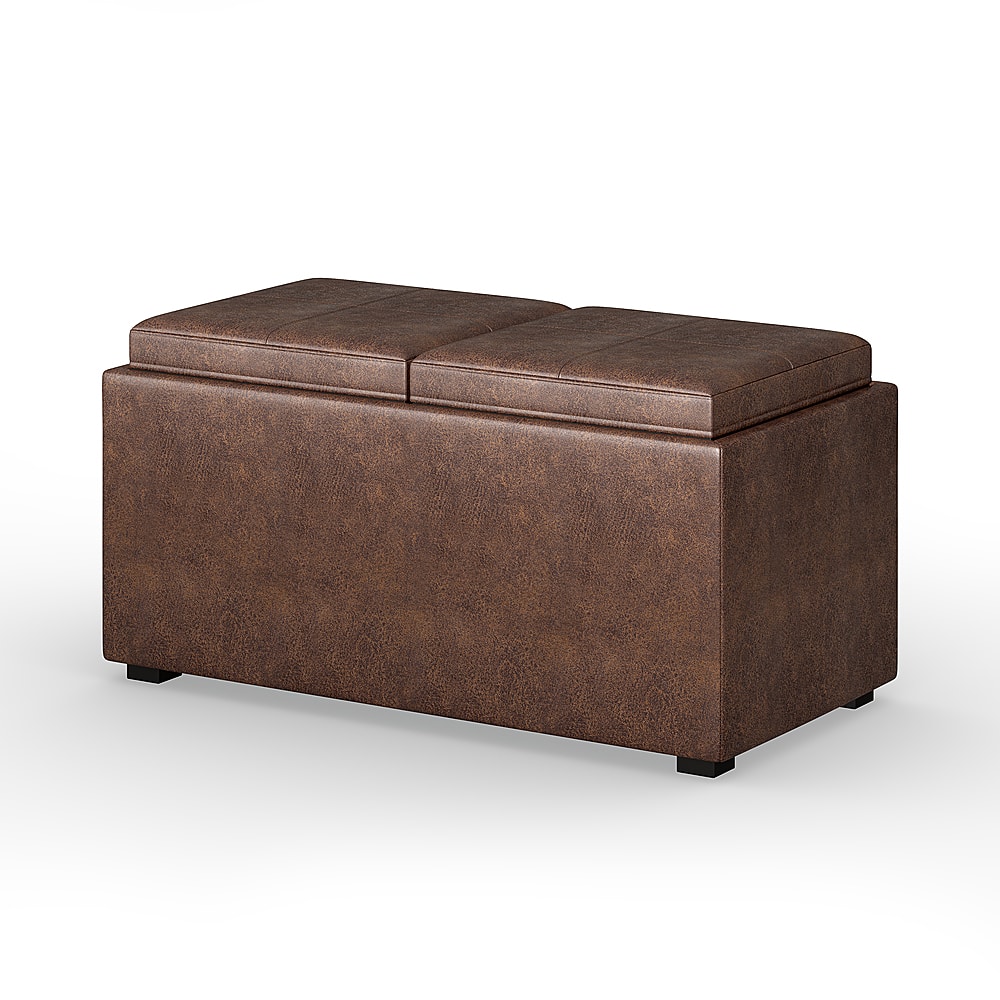 Angle View: Simpli Home - Avalon 5 Piece Storage Ottoman - Distressed Chestnut Brown