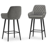 Simpli Home - Garey Counter Height Stool (Set of 2) - Gray - Front_Zoom