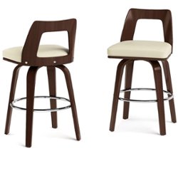 Simpli Home - Ellison Bentwood Counter Height Stool (Set of 2) - Cream - Front_Zoom