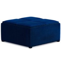 Simpli Home - Avalon Square Coffee Table Storage Ottoman - Blue - Front_Zoom