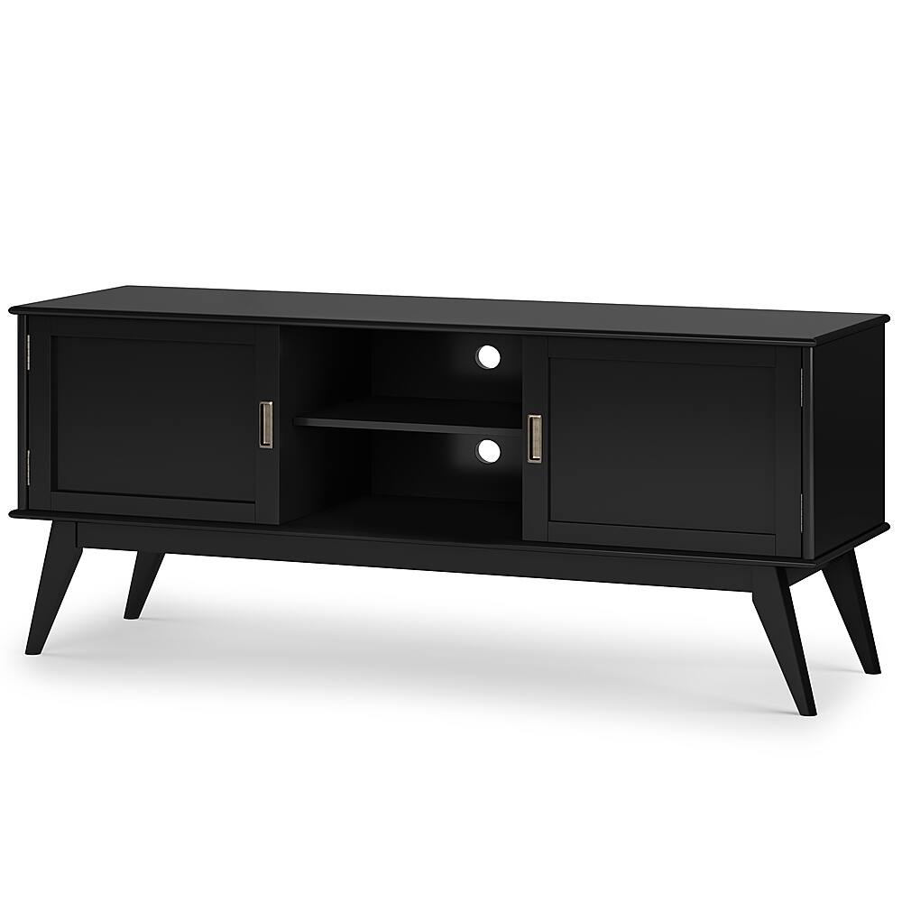 Simpli Home Draper Mid Century Low TV Media Stand Black AXCDRP07BL Best Buy