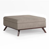 Simpli Home - Owen Square Coffee Table Storage Ottoman - Natural - Front_Zoom