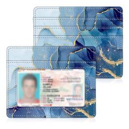 Kitcheniva - Slim Minimalist Credit Card Holder & Wallet With ID Window - Ocean Marble