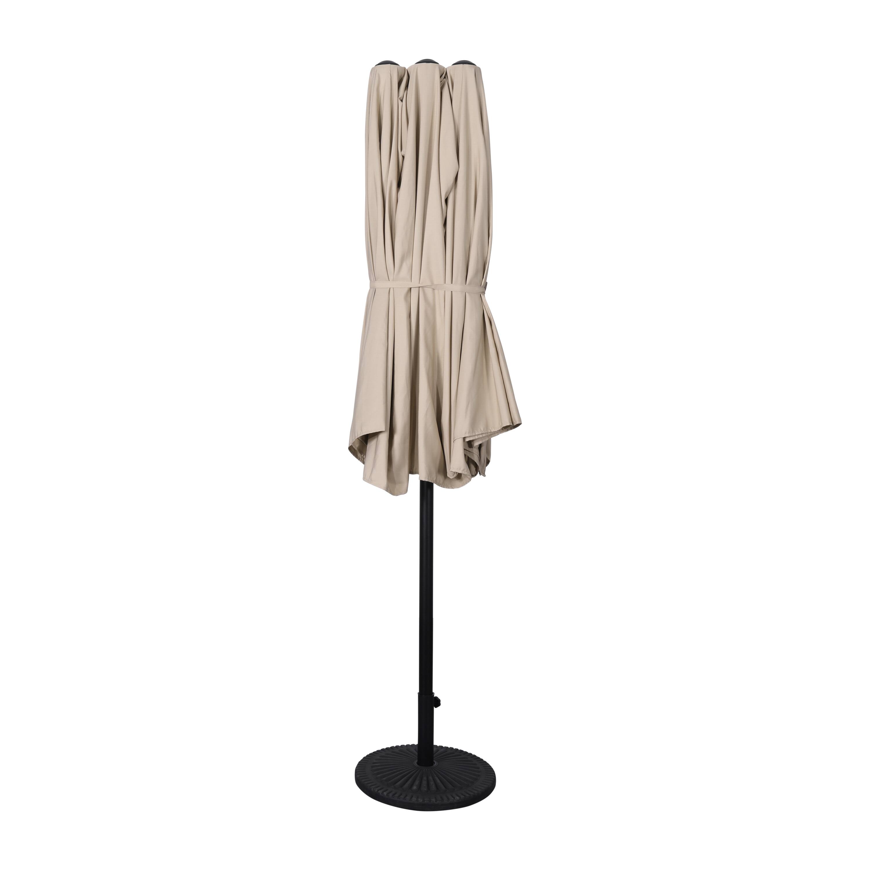 Alt View 6. Emma + Oliver - Ewing 15 FT Weather and Water-Resistant Triple Head Patio Umbrella with Crank Handle and Easy Tilt - Tan.