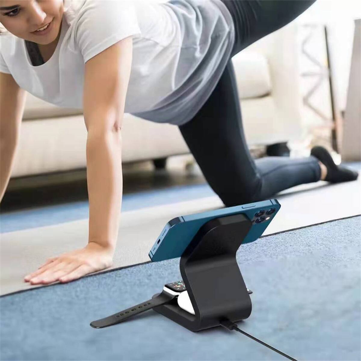 Left. RISOKEYS - MagSafe 3-in-1 Wireless Charger - Power Adapter Compatible with iPhone Apple iPhone series, Magnetic Charging for Apple - Black.