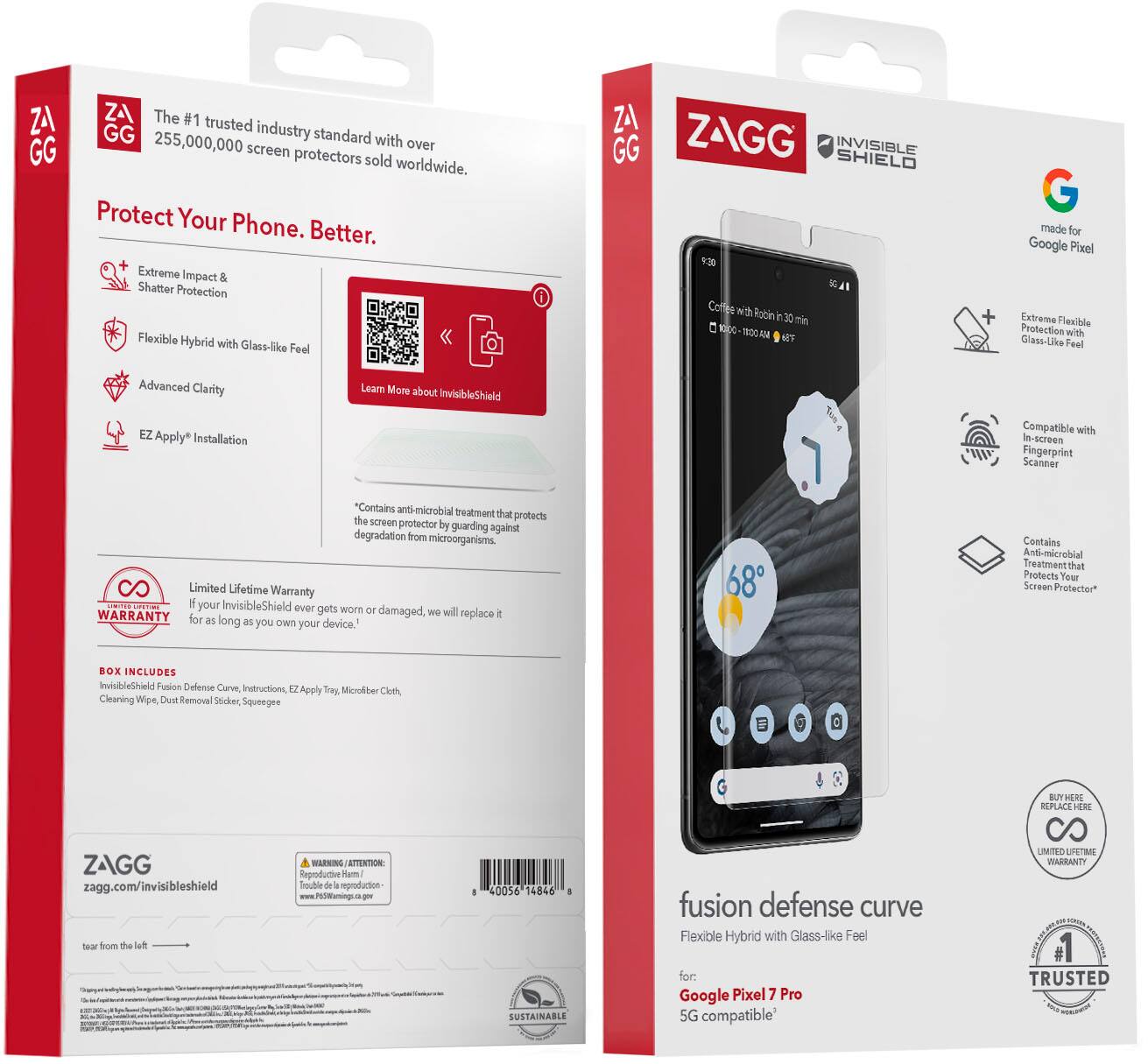 Alt View 13. ZAGG - InvisibleShield Fusion Hybrid Screen Protector for Google Pixel 7 Pro - Clear.