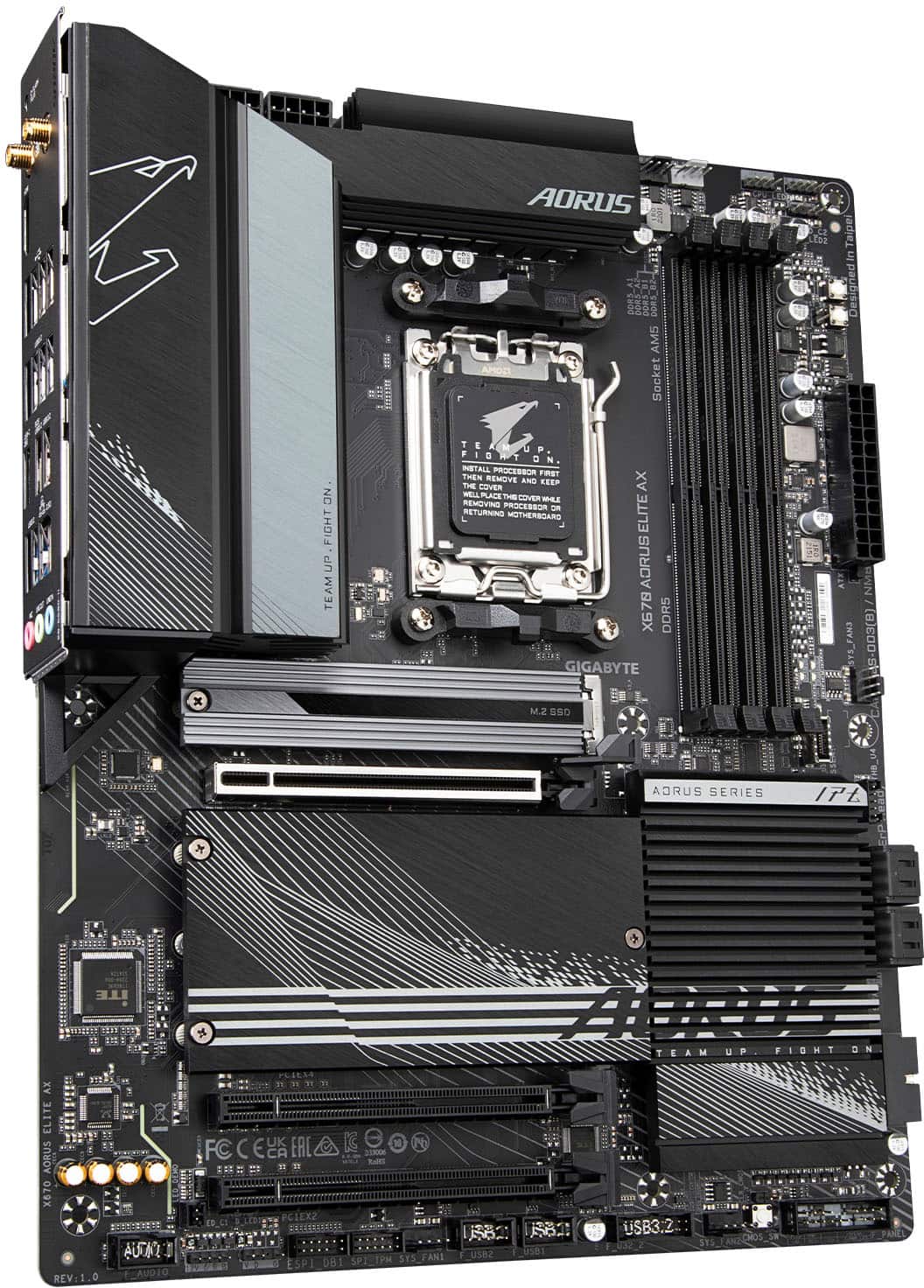 Alt View 11. GIGABYTE - GIGABYTE - X670 AORUS ELITE AX (Socket AM5) AMD X670 ATX DDR5 Wi-Fi 6E Motherboard - Black.