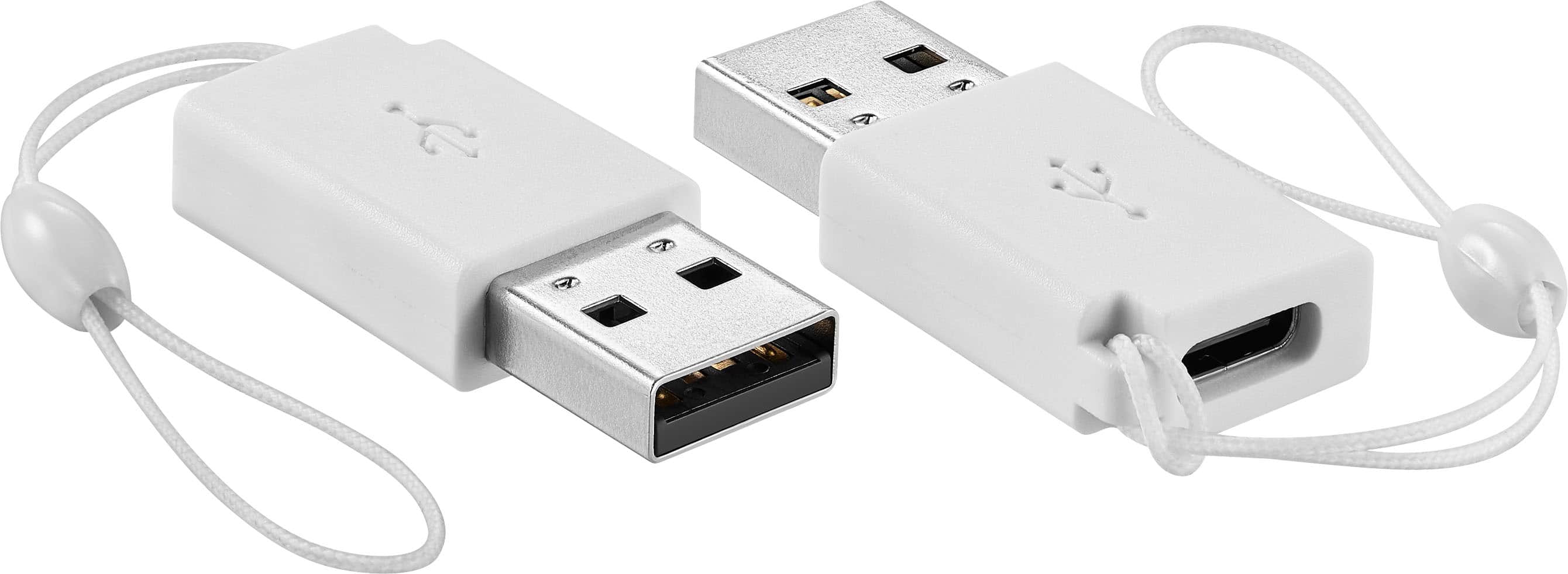 Angle. Best Buy essentials™ - Female USB-C to Male USB Adapter (2-Pack) - White.