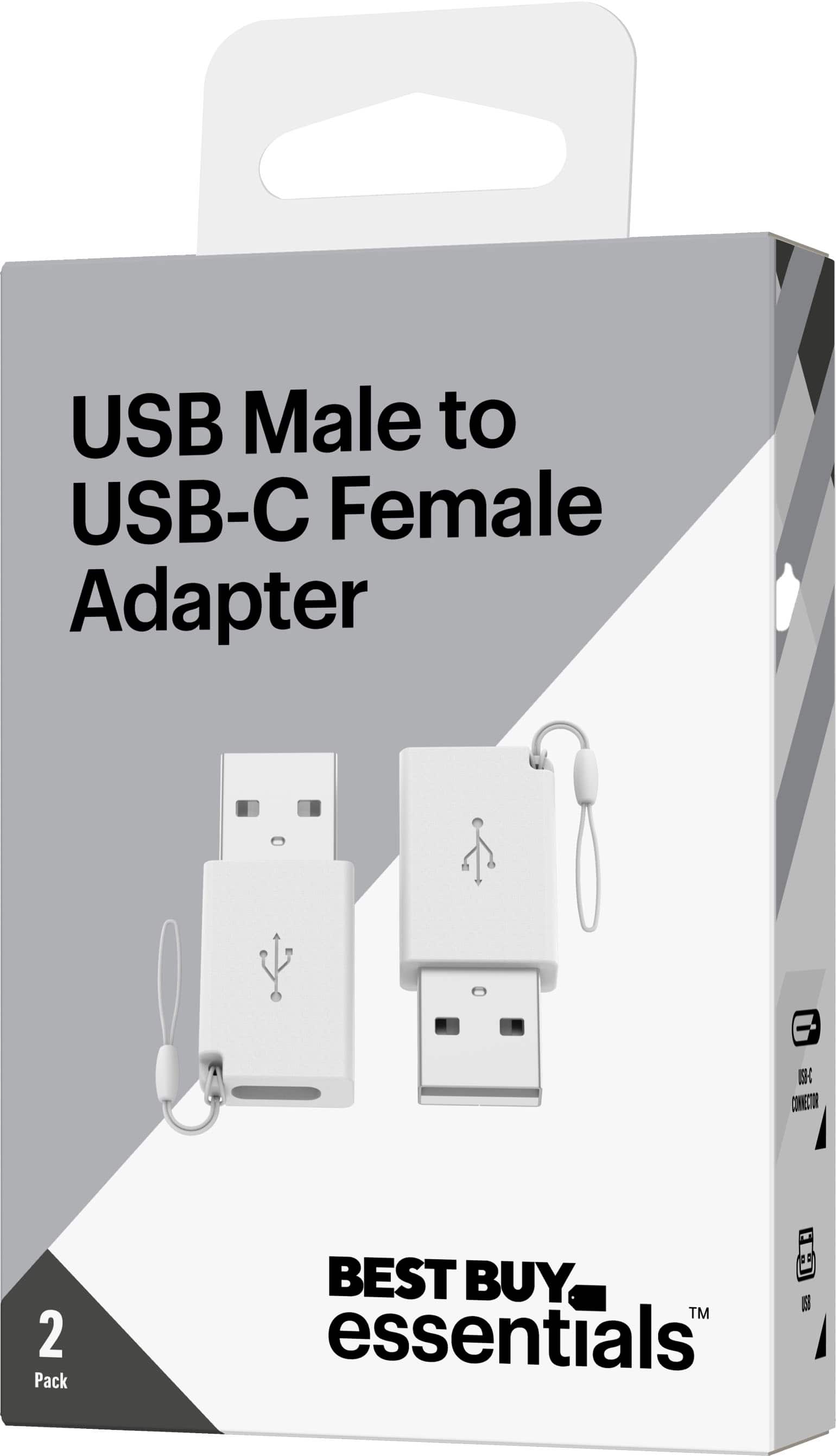 Alt View 14. Best Buy essentials™ - Female USB-C to Male USB Adapter (2-Pack) - White.