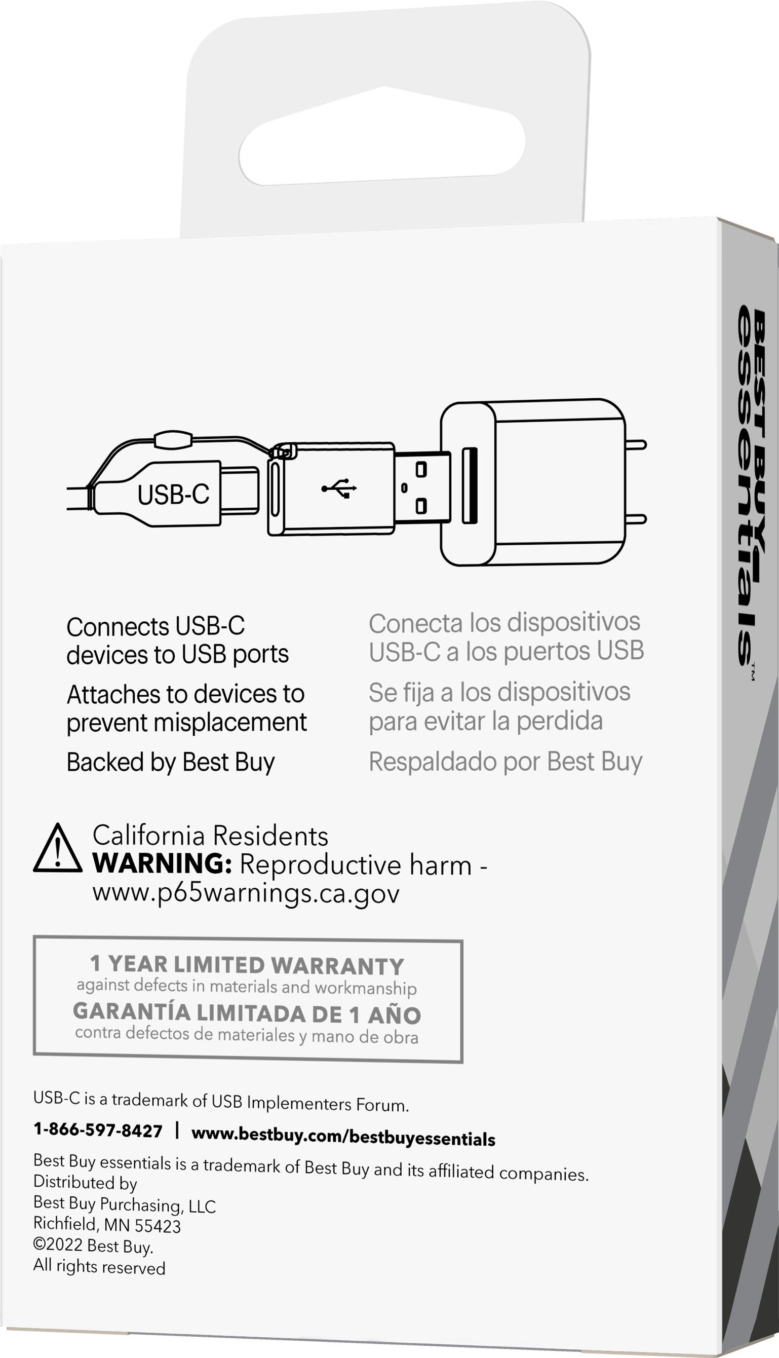 Best Buy essentials™ Female USB-C to Male USB Adapter (2-Pack) White  BE-MAUSBC2AW23 - Best Buy