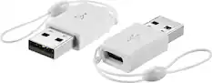Front. Best Buy essentials™ - Female USB-C to Male USB Adapter (2-Pack) - White.