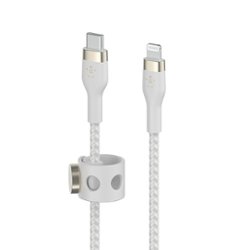 Belkin - BOOSTCHARGE PRO Flex 6.6ft Braided Silicone USB-C Cable with Lightning Connector for iPhone - White - Front_Zoom