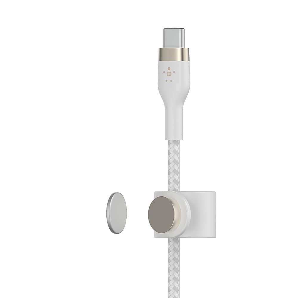Alt View 1. Belkin - BoostCharge Pro Flex Braided Silicone USB-C to Lightning Cable 6.6FT, MFi-Certified Charging Cable with Cable Clip - White.