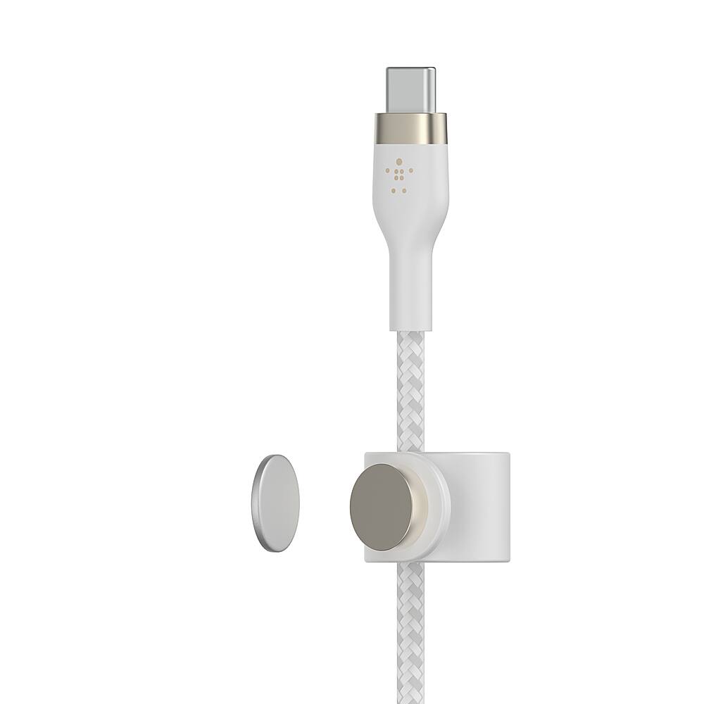 Alt View 1. Belkin - BoostCharge Pro Flex Braided Silicone USB-C to Lightning Cable 6.6FT, MFi-Certified Charging Cable with Cable Clip - White.