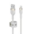 Front Zoom. Belkin - BOOSTCHARGE PRO Flex 6.6ft Braided Silicone USB-A Cable with Lightning Connector for iPhone - White.