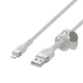Left Zoom. Belkin - BOOSTCHARGE PRO Flex 6.6ft Braided Silicone USB-A Cable with Lightning Connector for iPhone - White.
