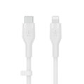 Angle Zoom. Belkin - BoostCharge Flex Silicone USB-C to Lightning Cable 6.6FT, MFi-Certified Charging Cable with Cable Clip - White.