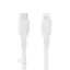 Angle. Belkin - BoostCharge Flex Silicone USB-C to Lightning Cable 6.6FT, MFi-Certified Charging Cable with Cable Clip - White.