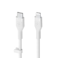 Belkin - BOOSTCHARGE Flex 6.6ft Silicone USB-C Cable with Lightning Connector for iPhone - White - Front_Zoom