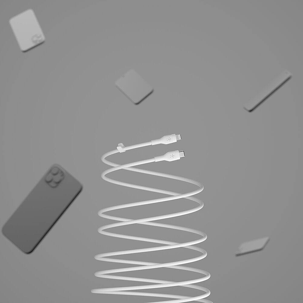 Alt View 13. Belkin - BoostCharge Flex Silicone USB-C to Lightning Cable 6.6FT, MFi-Certified Charging Cable with Cable Clip - White.