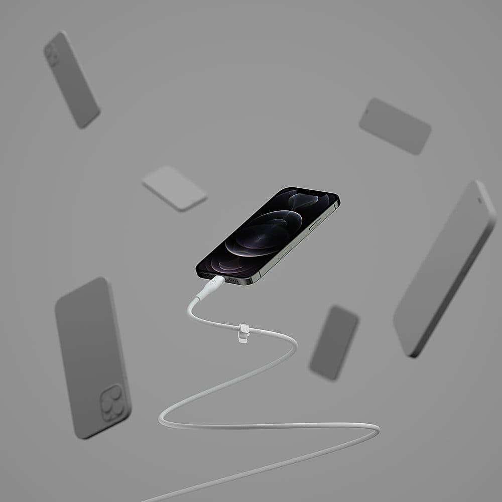 Alt View 17. Belkin - BoostCharge Flex Silicone USB-C to Lightning Cable 6.6FT, MFi-Certified Charging Cable with Cable Clip - White.