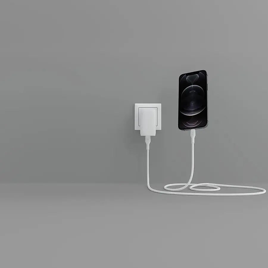 Alt View 18. Belkin - BoostCharge Flex Silicone USB-C to Lightning Cable 6.6FT, MFi-Certified Charging Cable with Cable Clip - White.