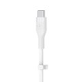Alt View Zoom 1. Belkin - BoostCharge Flex Silicone USB-C to Lightning Cable 6.6FT, MFi-Certified Charging Cable with Cable Clip - White.