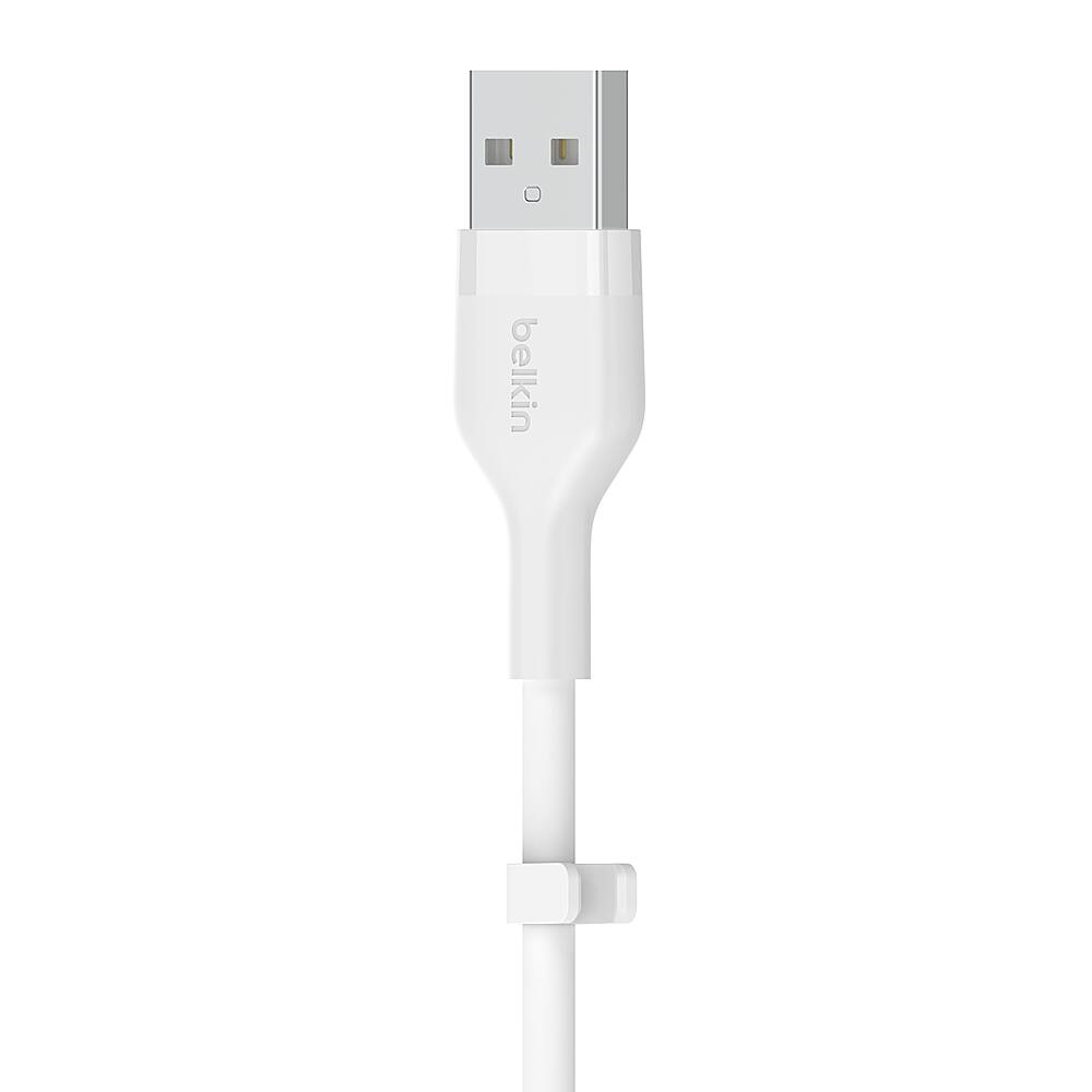 Alt View 1. Belkin - BoostCharge Flex Silicone USB-A to Lightning Cable 6.6FT, MFi-Certified Charging Cable for iPhone Series with Cable Clip - White.