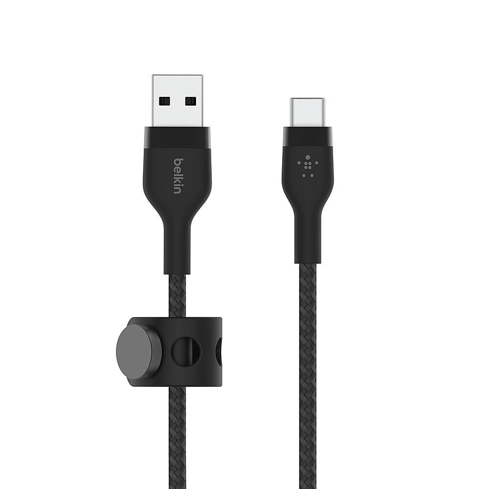 Angle. Belkin - BoostCharge Pro Flex Braided USB Type C to A Cable 6.6FT, USB-IF Certified Power Delivery for iPhone 15 and Samsung - Black.