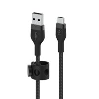 Belkin - BoostCharge Pro Flex Braided USB Type C to A Cable 6.6FT, USB-IF Certified Power Delivery for iPhone 15 and Samsung - Black - Front_Zoom
