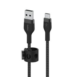 Belkin - BOOSTCHARGE PRO Flex 6.6ft Braided Silicone USB-A to USB-C Cable - Black - Front_Zoom