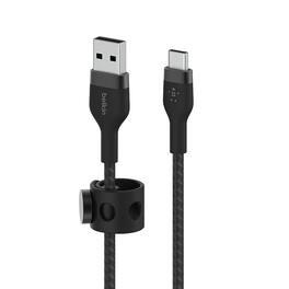 Belkin - BOOST↑CHARGE Pro Flex Braided USB Type C to A Cable 6.6FT, USB-IF Certified Power Delivery for iPhone 17 and Samsung - Black