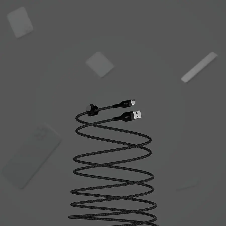 Alt View 13. Belkin - BoostCharge Pro Flex Braided USB Type C to A Cable 6.6FT, USB-IF Certified Power Delivery for iPhone 15 and Samsung - Black.