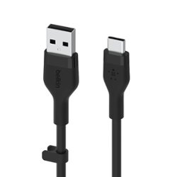 Belkin - BoostCharge Flex Silicone USB-A to USB-C Cable 6.6FT, USB-IF-Certified Cable - Black - Front_Zoom