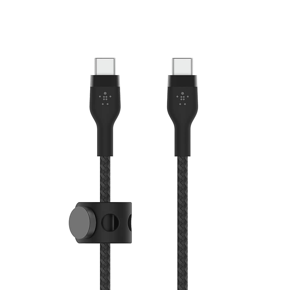 Angle. Belkin - BoostCharge Pro Flex Braided USB Type C to C Cable 6.6FT, USB-IF Certified Power Delivery for iPhone 15 and Samsung - Black.