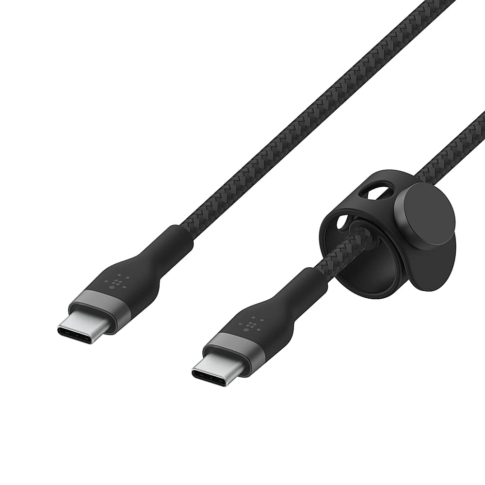 Left. Belkin - BoostCharge Pro Flex Braided USB Type C to C Cable 6.6FT, USB-IF Certified Power Delivery for iPhone 15 and Samsung - Black.