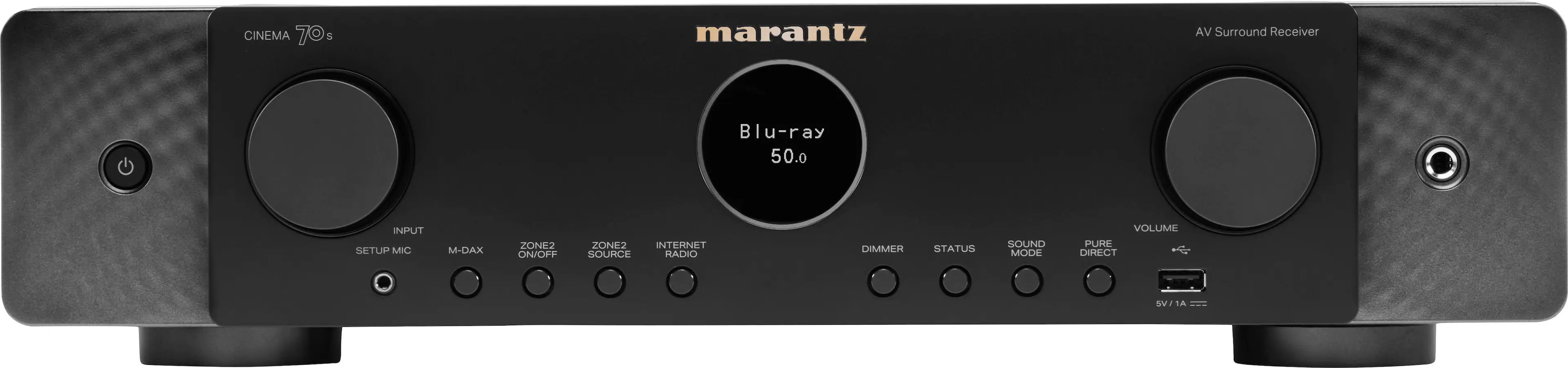 Marantz - Cinema 70S 50W 7.2-Ch Bluetooth Capable with HEOS 8K Ultra HD HDR Compatible A/V Home Theater Receiver with Alexa - Black