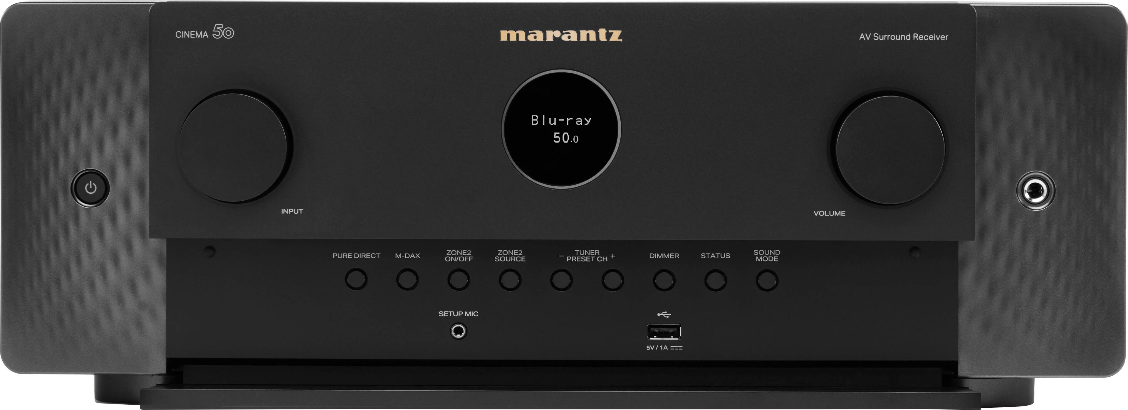 Angle. Marantz - Cinema 50 110W 9.4-Ch Bluetooth Capable with HEOS 8K Ultra HD HDR Compatible A/V Home Theater Receiver with Alexa - Black.