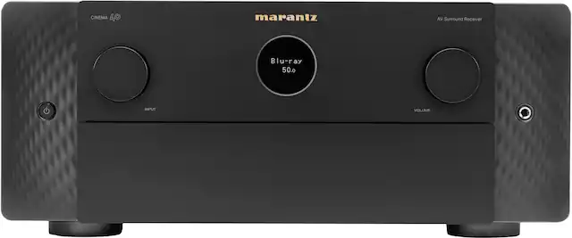 Front. Marantz - Cinema 40 125W 9.4 Ch Bluetooth Capable with HEOS and Dolby Atmos 8K Ultra HD A/V Home Theater Receiver with Alexa - Black.