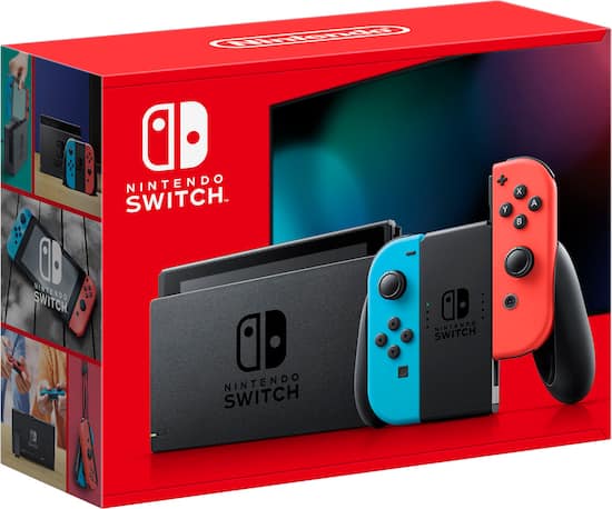 Nintendo Switch with Neon Blue and Neon Red Joy‑Con