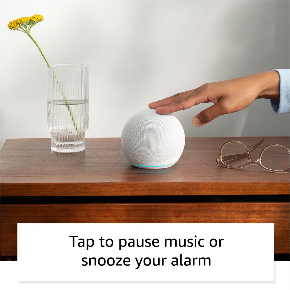 Echo Dot (5th Gen 2022) - Smart Speaker with Clock and Alexa -  Glacier White