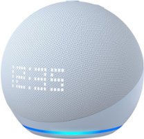 Amazon - Echo Dot with Clock (5th Gen, 2022 Release) Smart Speaker with Alexa - Cloud Blue - Front_Zoom