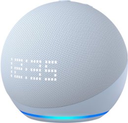 Amazon - Echo Dot with Clock (5th Gen, 2022 Release) Smart Speaker with Alexa - Cloud Blue - Front_Zoom