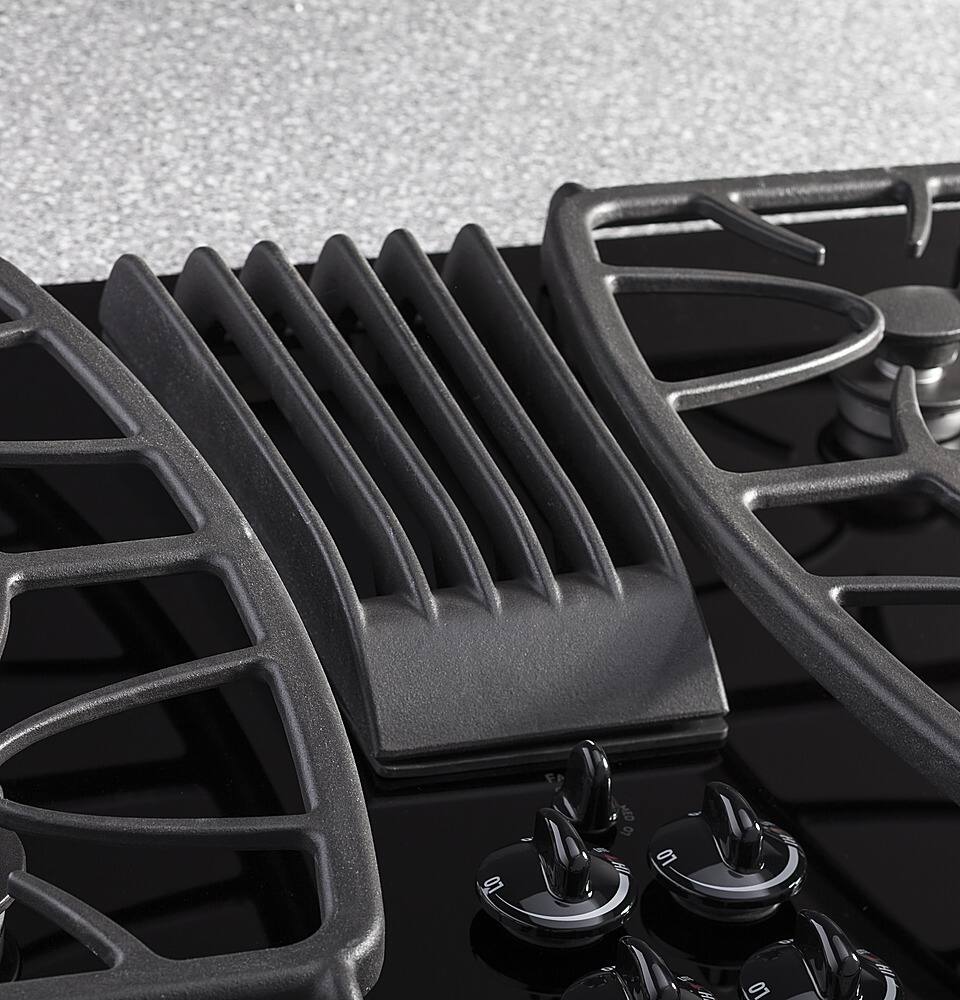 Left. GE Profile - 30" Built-In Gas Cooktop with 4 burners and Downdraft Vent - Black.