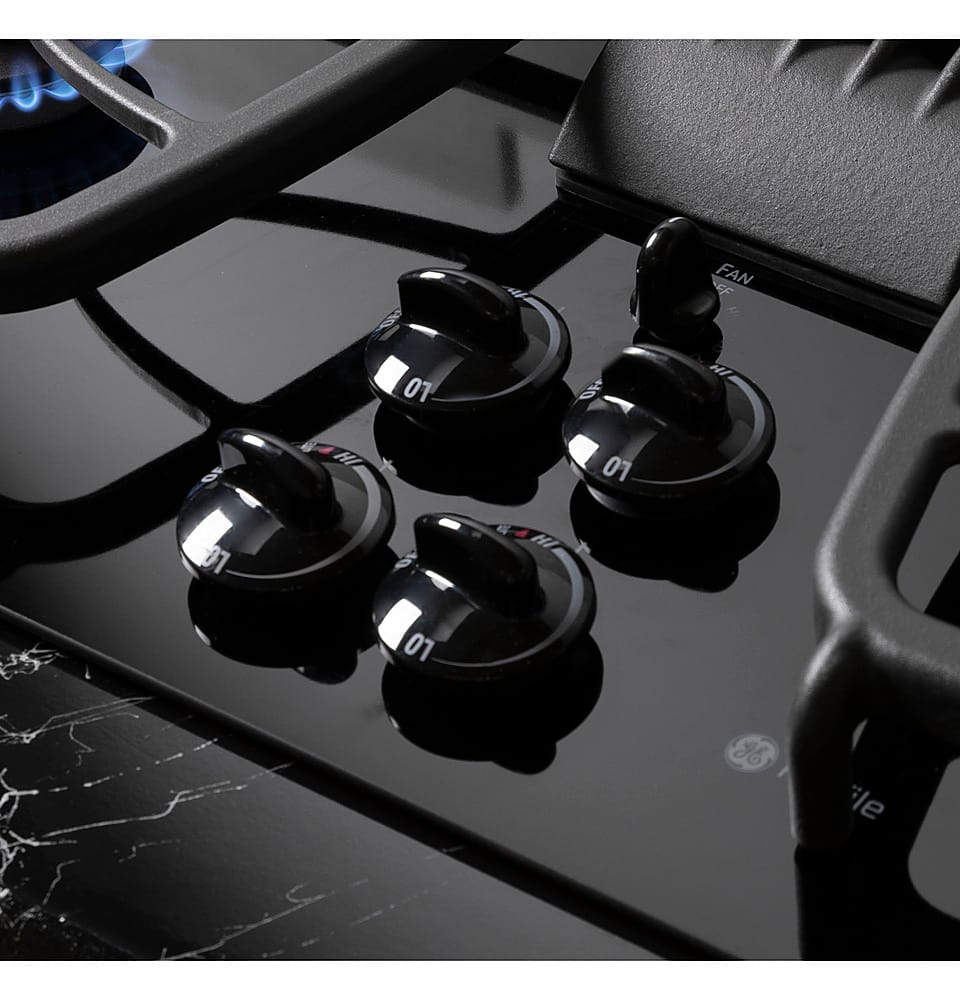 Alt View 16. GE Profile - 30" Built-In Gas Cooktop with 4 burners and Downdraft Vent - Black.