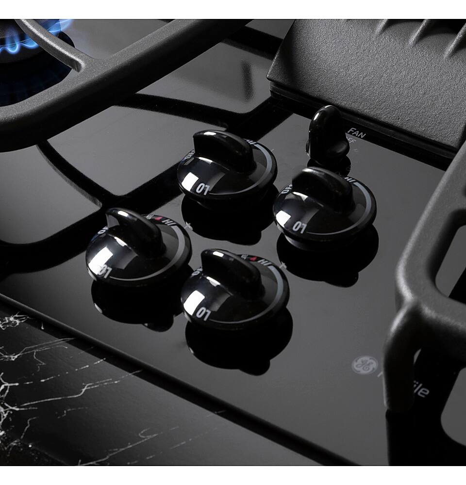 Alt View 16. GE Profile - 30" Built-In Gas Cooktop with 4 burners and Downdraft Vent - Black.